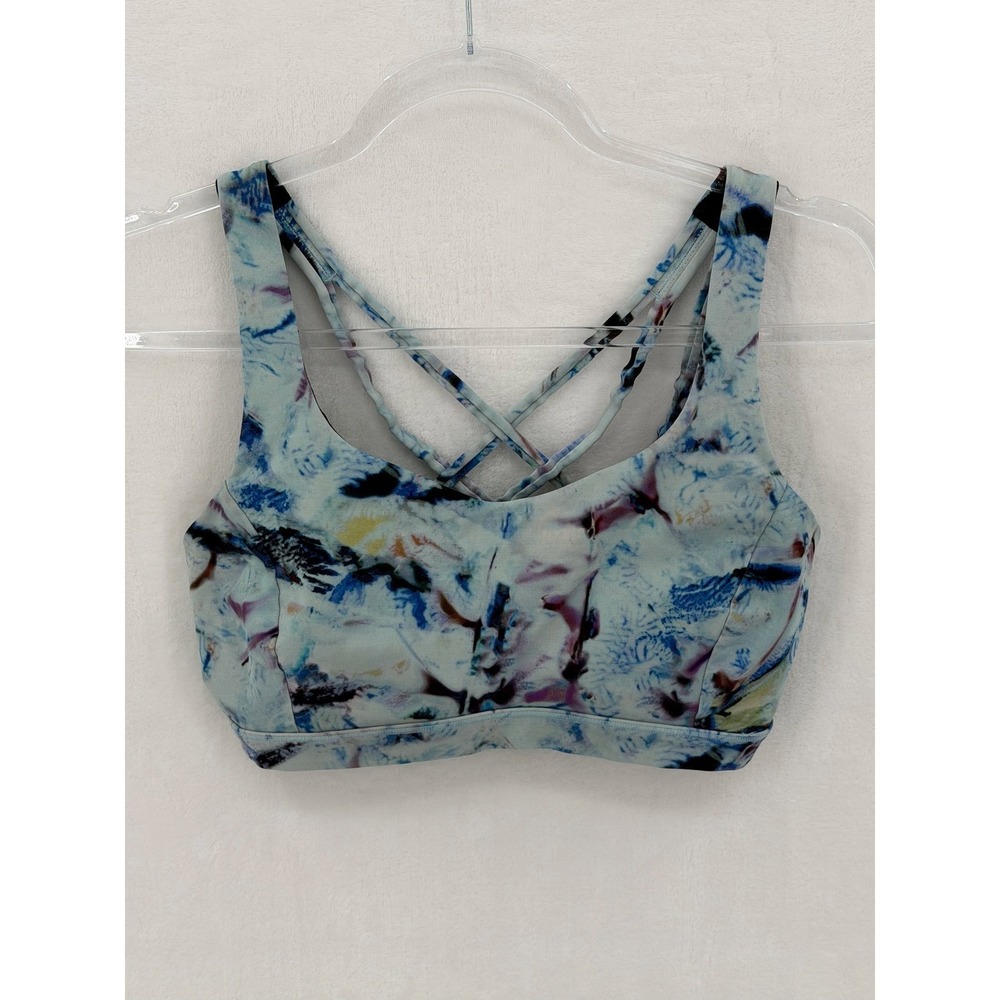 Lululemon Sports Bra Womens 10 Blue Free To Be Serene Strappy Luxtreme Yoga Gym